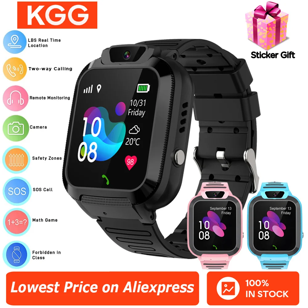 

Kids Waterproof Smart Phone Watch 2G Sim Card SOS Call LBS Tracker Location Camera Voice Chat IP67 Children Smartwatch Gift