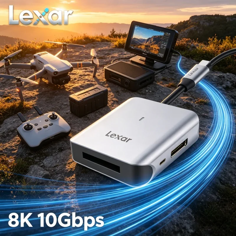 Lexar 510U Wide Compatibility CFE Type B Card Reader 10Gbps USB 3.2 Gen 2 Type C 8K RAW Memory Reader for Camera PC Mac