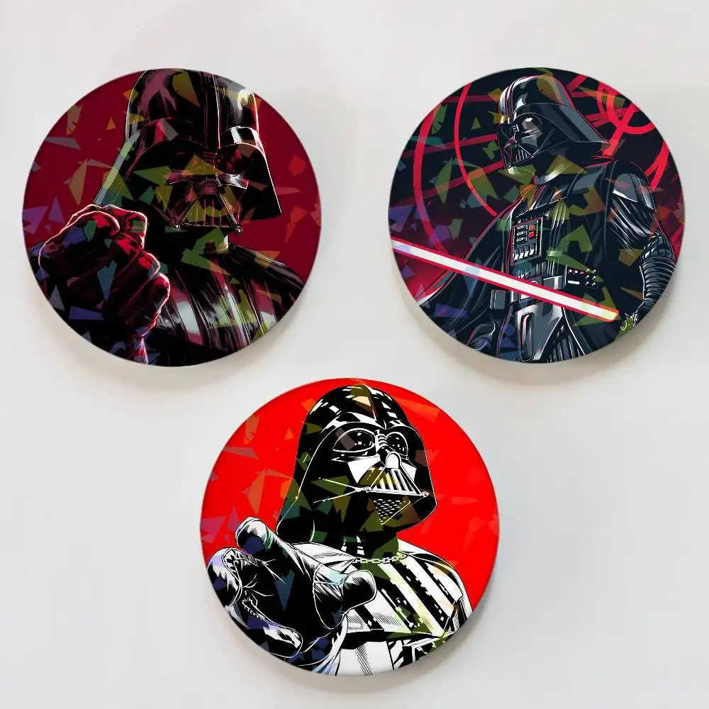 S-Star Wars Darth Vader Round Exquisite Laser Badge Brooches Creative Pins For Clothes Hat Backpack Gift Accessories