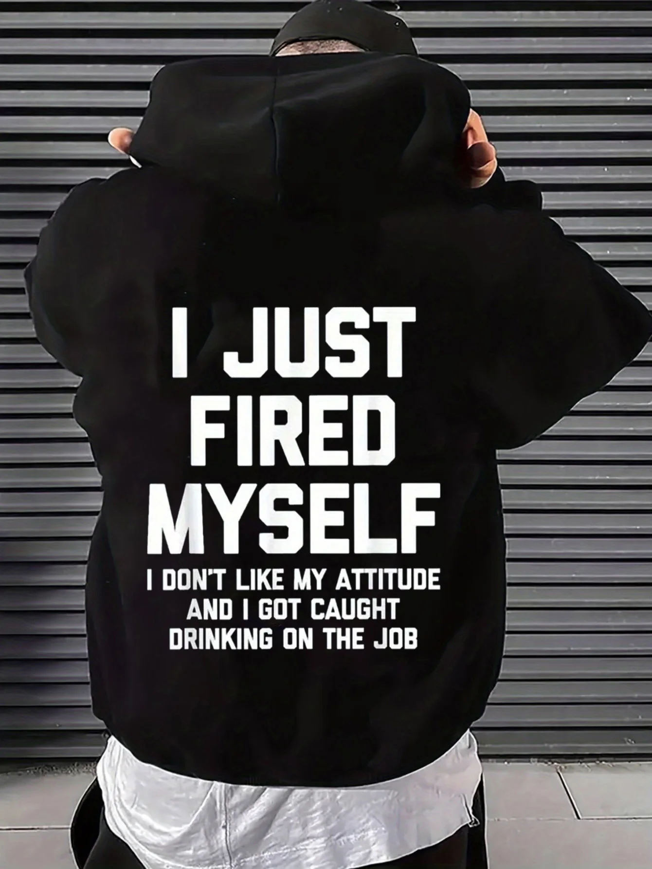 Men's Hooded Sweatshirt Work Humor I Fired Myself Funny Work Meme Design Oversized Long Sleeve Pullover Casual