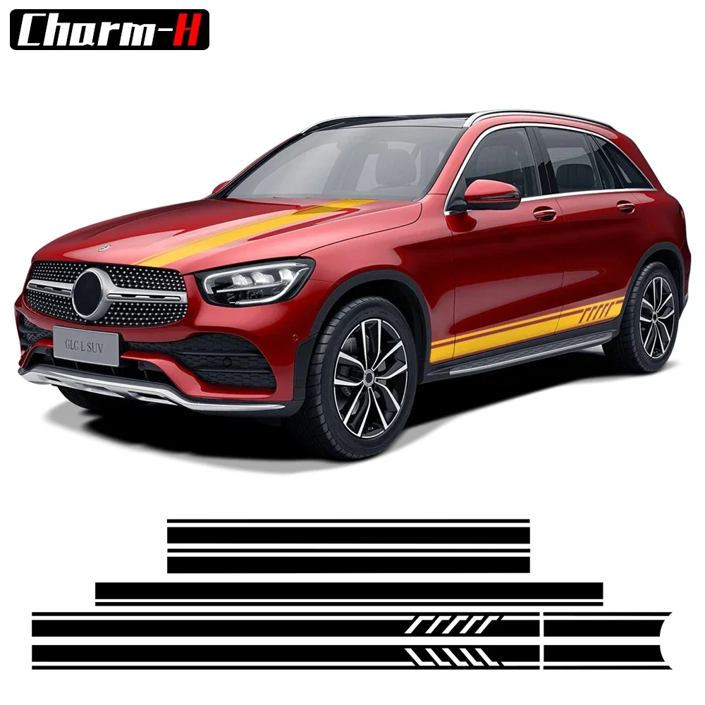 

A Style Side Stripes Hood to Rear Decal Stickers for Mercedes Benz GLC Class X253 Coupe C253 AMG Accessories