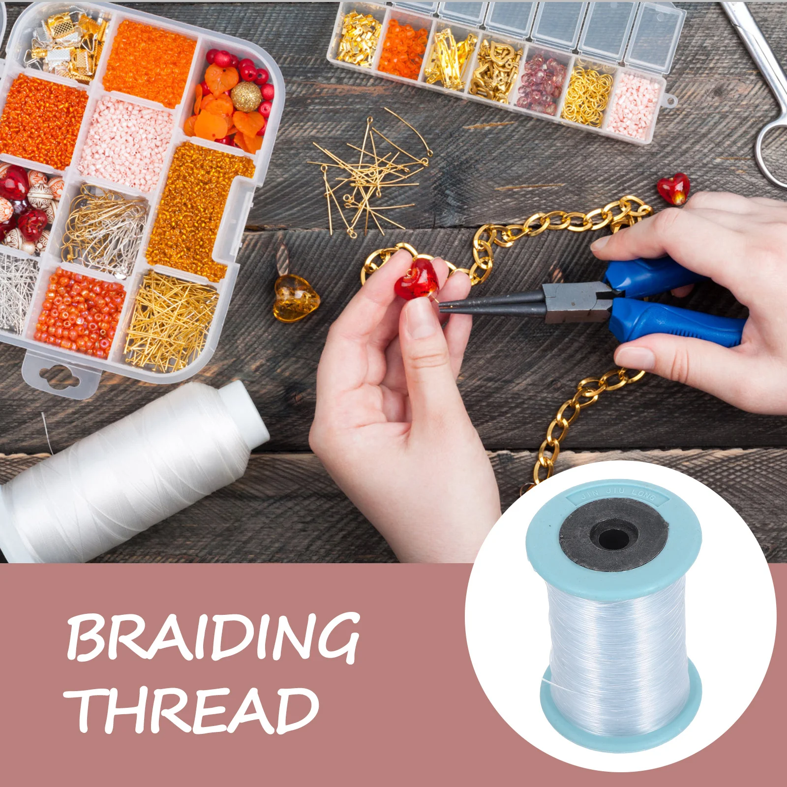 

1 Roll Clear Beading High Strength Transparent Crystal For Diy Jewelry Making Bracelet Crafting Bauble String Fishing Line Bead