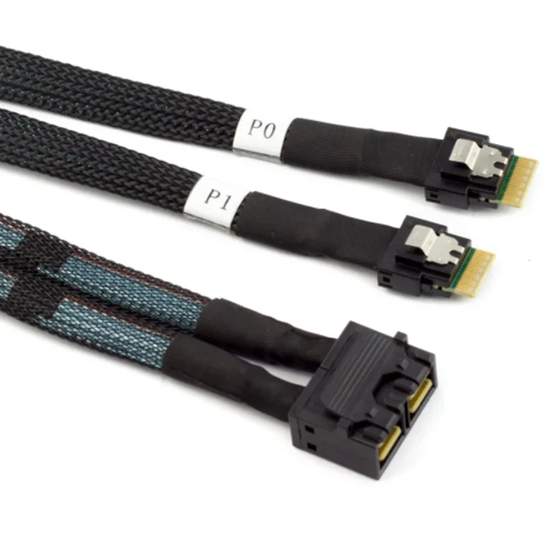High Speed MINI SAS HD SFF-8643 8I Convert 2X Slimline SAS SFF-8654 4I Server connection cable