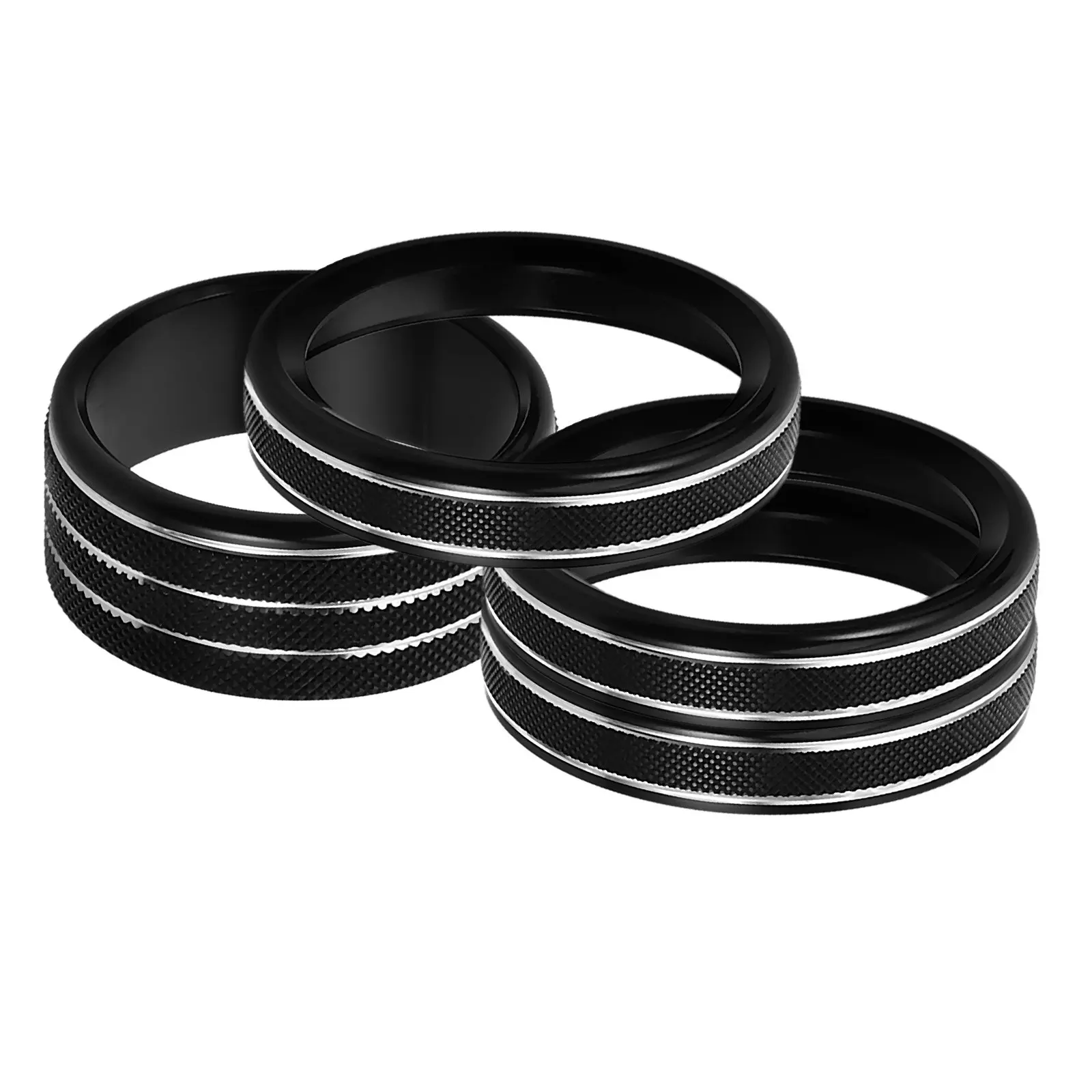 4pcs Aluminum Alloy Knob Ring Cover Compatible For 18-22 Jlu Air Conditioner Switch Button Trim Black Car Interior
