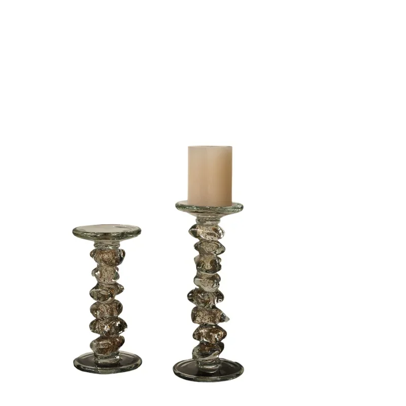 

Beautiful medieval candlestick heavy industry glazed brown texture retro niche art atmosphere ornament candle holder Christmas