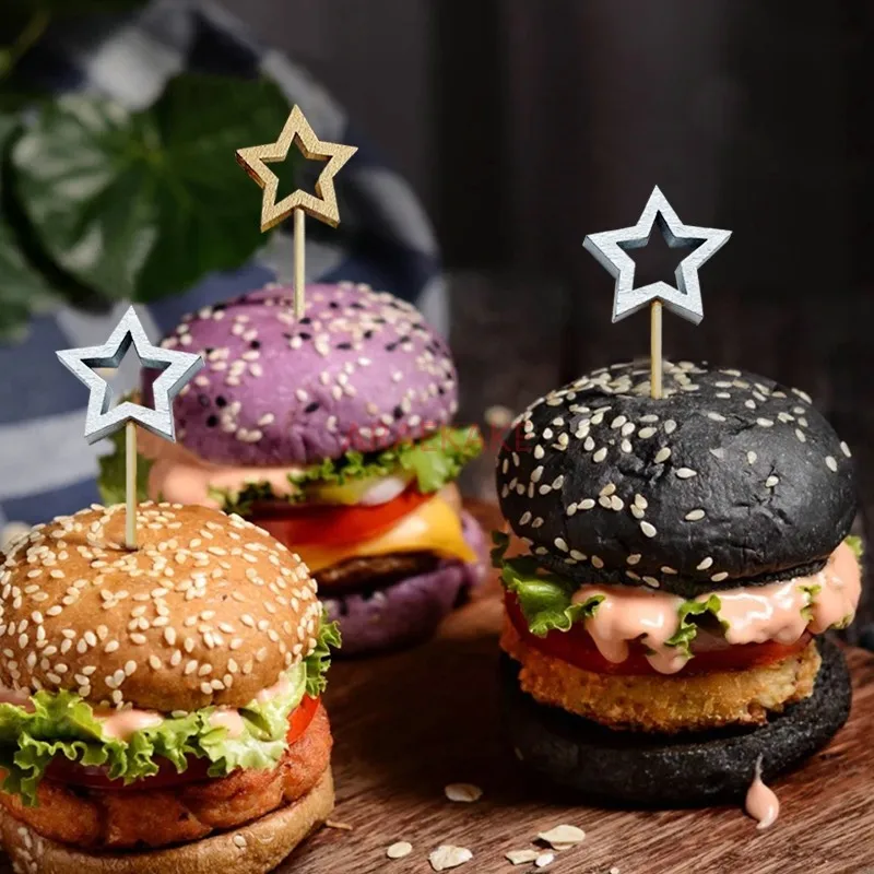 Bingtanghulu с бамбуковой палочкой Одноразовая фруктовая палочка Рождественская звезда сэндвич-зубочистка Гамбургская фруктовая вилка