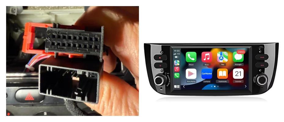 Junsun Android Auto Autoradio für Fiat Linea Punto EVO 2012 2013 2014 2015 Multimedia Wireless Apple CarPlay Intelligente Systeme IPS Touchscreen Stereo Video Player 2 Din Autoradio Head Unit Navigation BT GPS 4G WIFI FM AM DSP RDS SWC – Detail 1