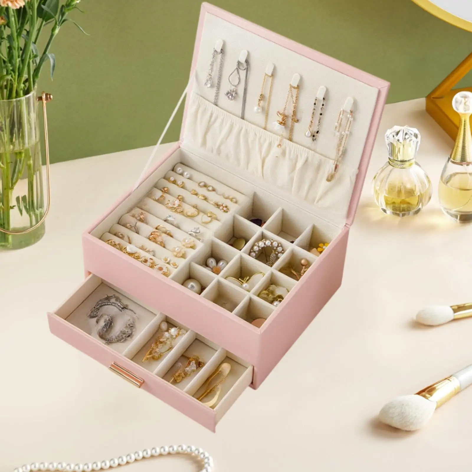 Exclusive 2 Layer Bracelet Charms Jewelry Storage Case For Tidily Displaying Rings Necklaces Which Is Soft Jewelry Box