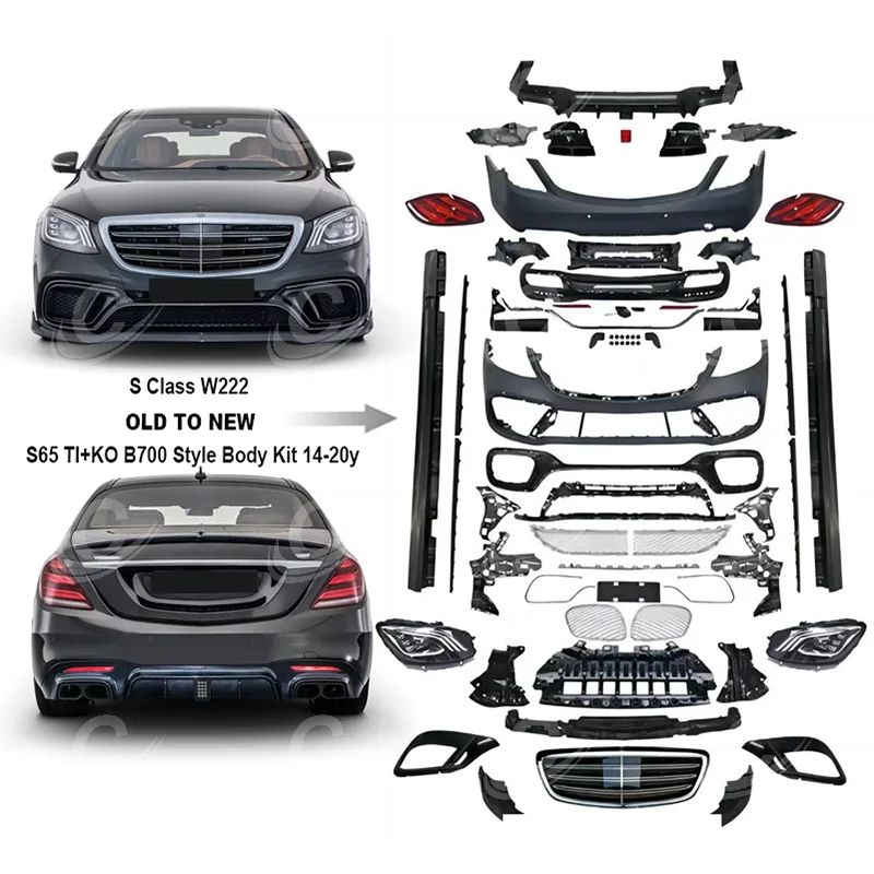 

2014-2020y W222 Old to New S65 TI + KO B700 Style Body Kit Car Bumpers Accessories For Mercedes S Class W222 Auto Body Parts