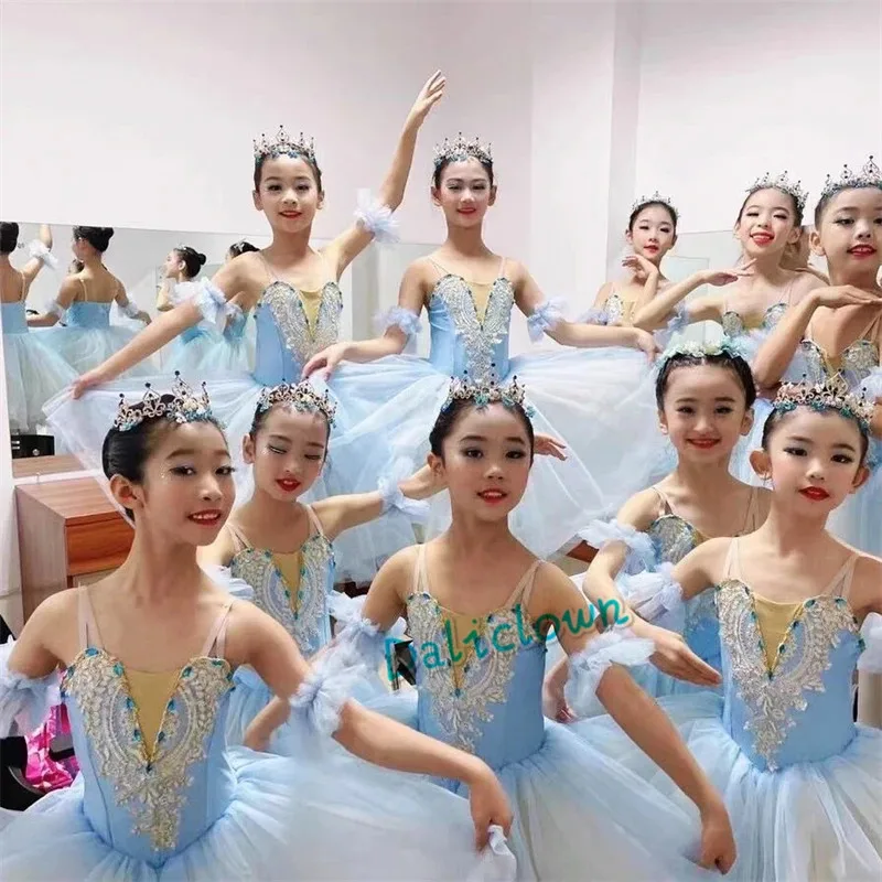 Lago dos cisnes profissional ballet tutu saia meninas vestido longo vestidos crianças desempenho roupas bailarina dança lírica traje menina