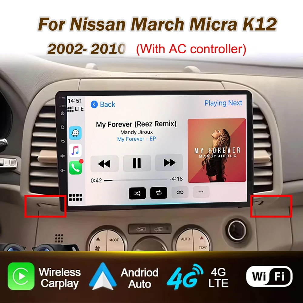

Car Radio Android Auto Player for Nissan March Micra K12 2002- 2010 Wireless CarPlay Intelligent Screen Player GPS Navigation 5G