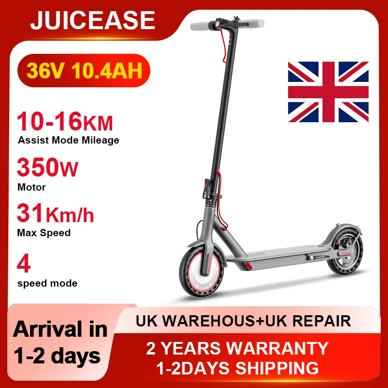 JUICEASE Adult Electric Scooter 350W Motor 4 Speed Modes 36V10.5AH Battery 8.5 Inch Wheels APP Control Foldable Design Commuting