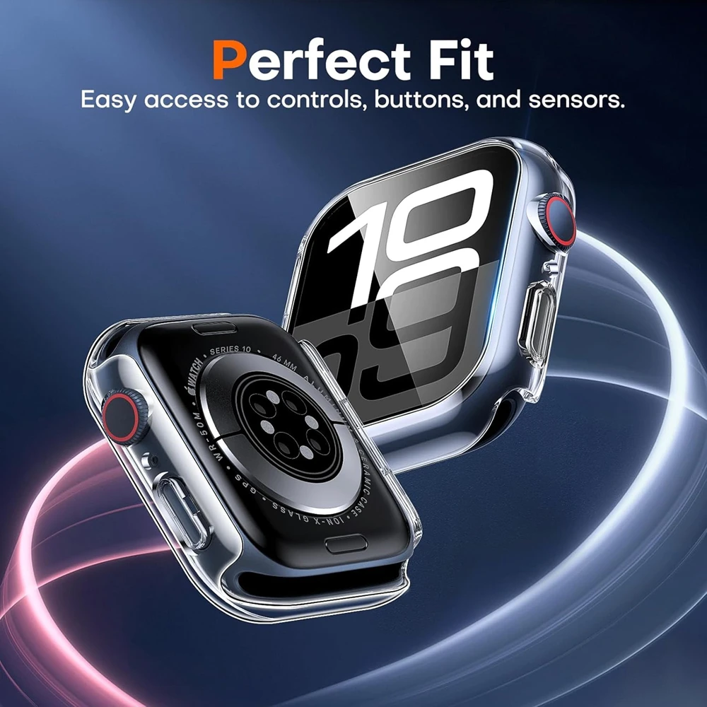 Vetro + copertura per custodia Apple Watch 10 9 8 7 6 SE 5 Accessori iWatch Protezione schermo serie iWatch 46mm 44mm 40mm 41 45mm 38 42mm