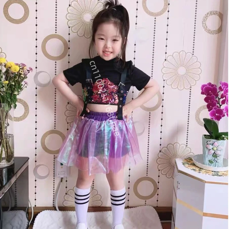 Children's Jazz Dance Costume, Summer Girls' Street Dance, Hip-hop, Fashion Show, Cheerleading Performance Costume Set