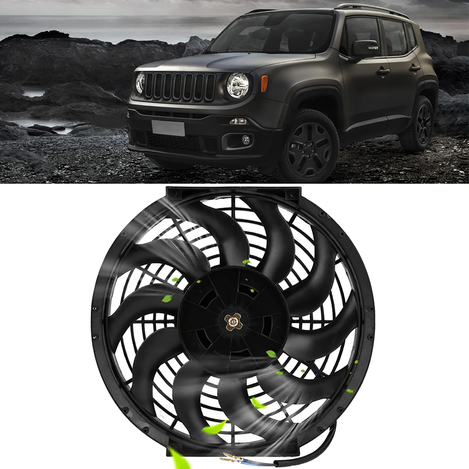 Engine Cooling Fan 12 Inch  Car Slim Push Pull Electric Engine Cooling Fan 12V with Mounting Kit Car Engine Cooling Fan