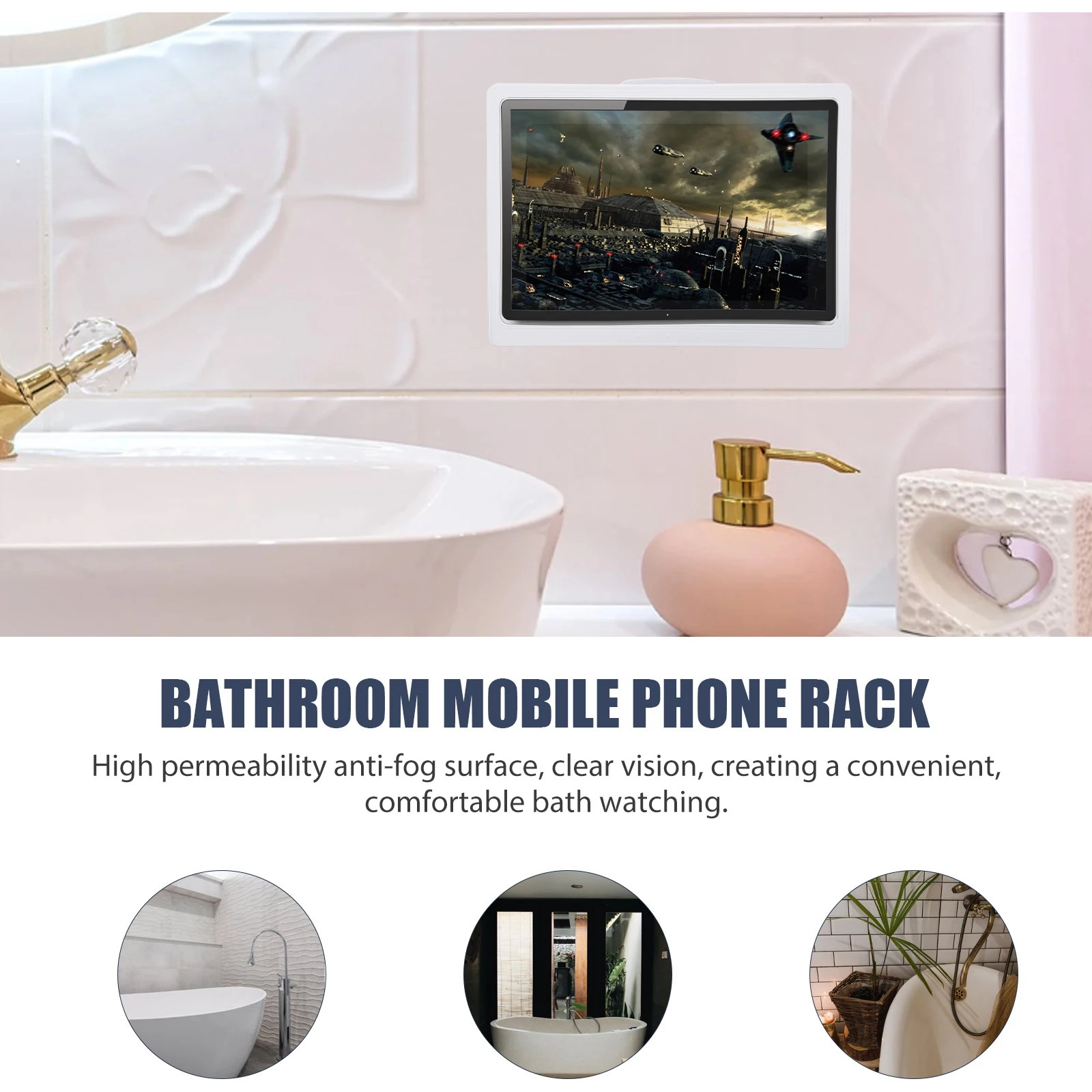 

Mobile Phone Storage Box Shower Tablet Holder Waterproof for Bath Stand Plastic Case Bathroom