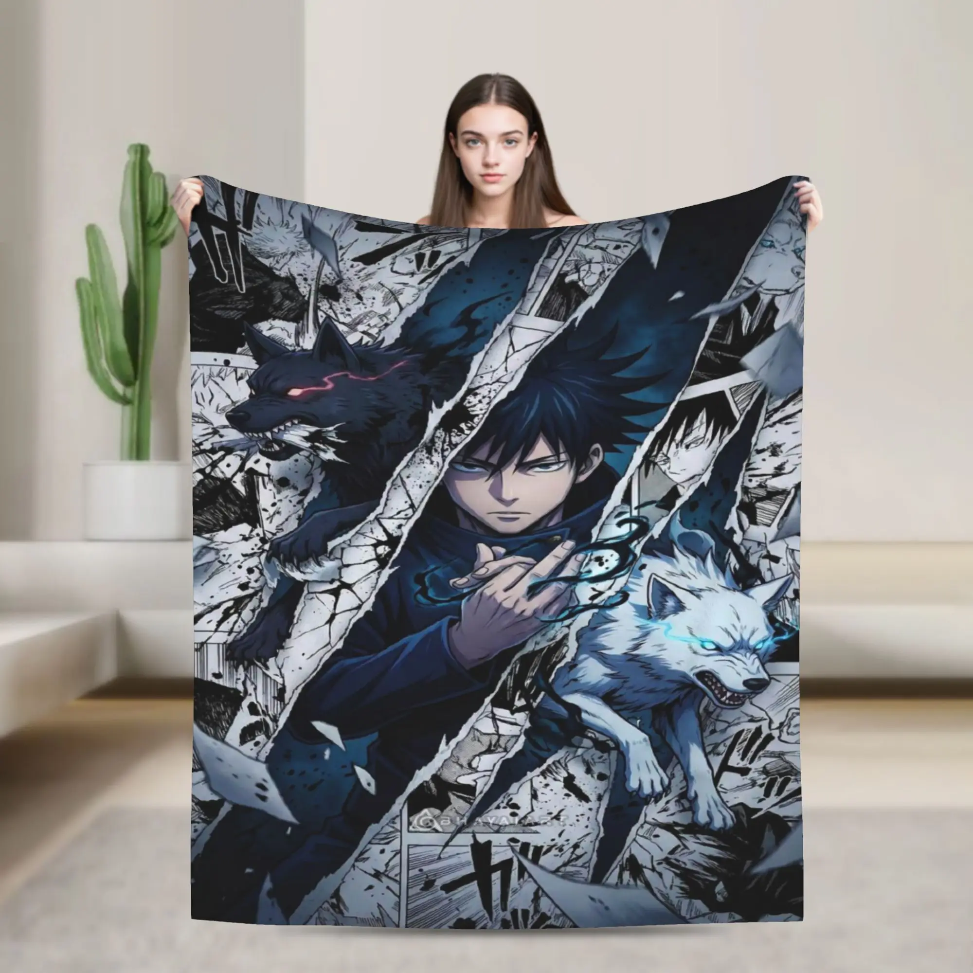 Megumi Fushiguro Warm Soft Blanket J-Jujutsus K-Kaisens Travel Plush Throw Blanket Bedroom Flannel Bedspread Sofa Bed Cover