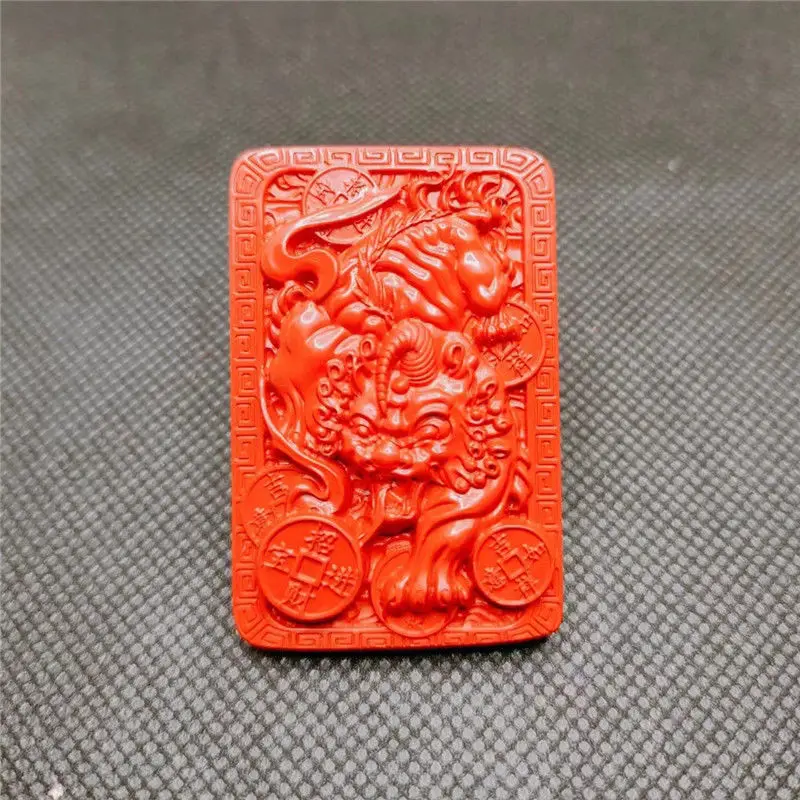 Cinnabar Safe Lucky Pendant Explosions Raw Ore Zijin Sand Transfer Pendant for Men and Women.