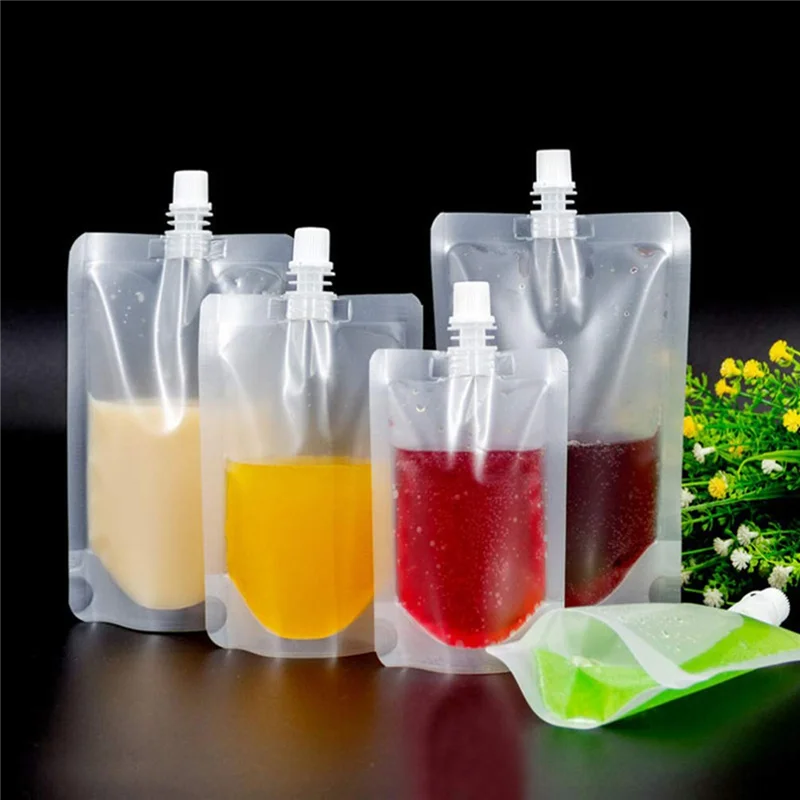 50PCS 100Ml Liquid Stand Bag Leak Proof Drink Packaging Bag Spout Pouch for Beverage Juice Milk Coffee Storage