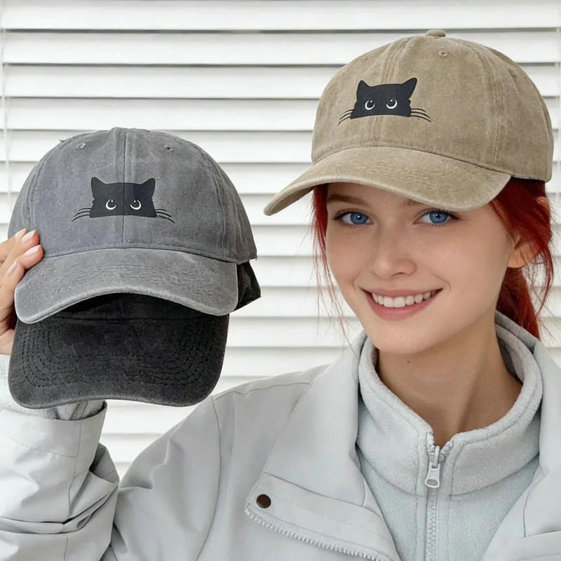 

2026 Новая регулируемая бейсболка с милым кошачьим принтом для мужчин и женщин, повседневная одежда для путешествий на открытом воздухе, солнцезащитная кепка в виде утконоса
