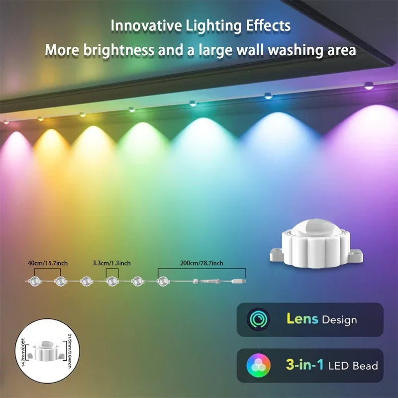 スマートLED家庭用照明,ip67防水常夜灯,リモートアプリケーション,音楽同期タイマー,休暇用ストリングライト