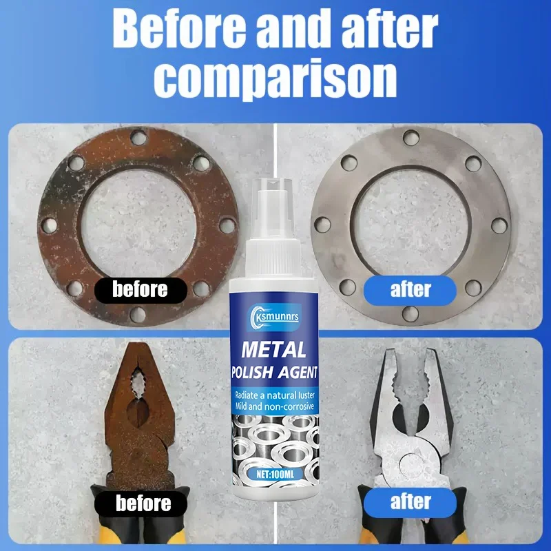 Fasilawei 100ml fast-acting, powerful metal polish and chrome repair spray - highly effective in removing rust and oxidation