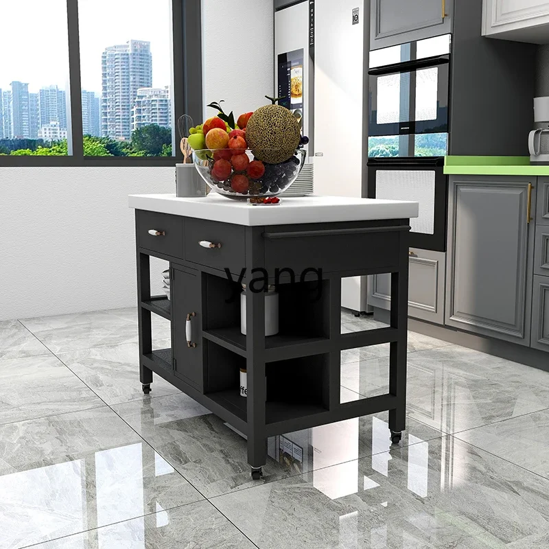 

LTT open kitchen mid-island marble pantry storage multi-functional cooking table removable