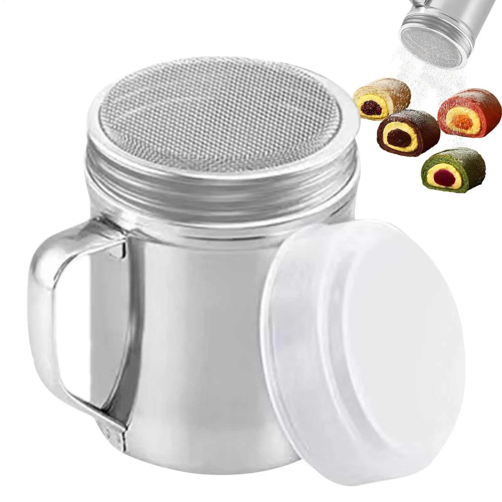 1pc 304 Stainless Steel Mesh Tube Type Dusters Dusting Salt Shaker Spice Jar Salt Sugar Pepper Shaker Box Cocoa Icing Powder