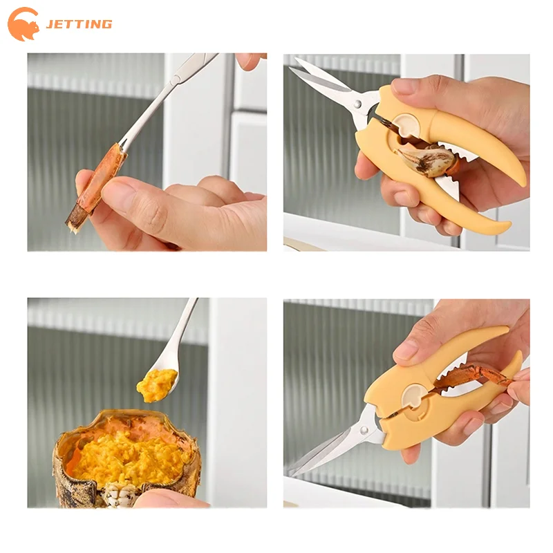 

(New) 4/6Pcs Seafood Tool Set Crab Shrimp Fruit Pliers Fork Spoon Set Nut Walnut Lobster Crab Cracker Tools Kitchen Accessories