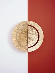 Handmade Hammer Pattern Brass Cabinet Door Handles Light Luxury Wardrobe Simple Golden Half Round Handles for Furniture