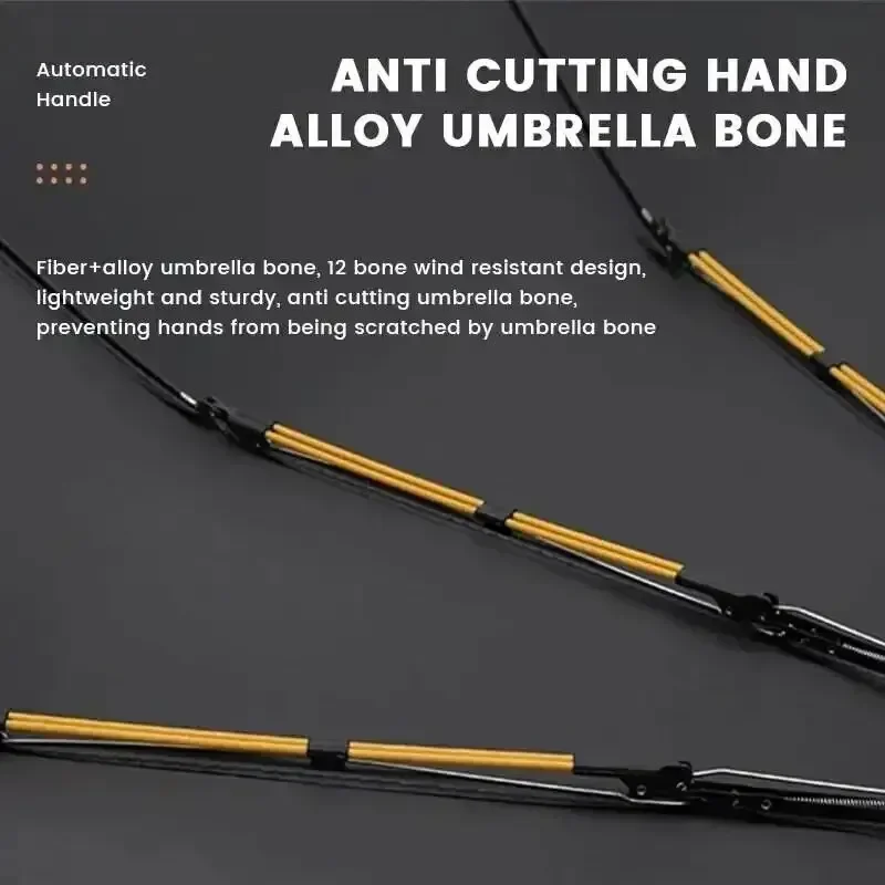 Fully Automatic Foldable Umbrella, Thick Wear‑Resistant Black Coated Anti‑UV Umbrella, Dual‑Purpose Design for Sunny Rainy Days