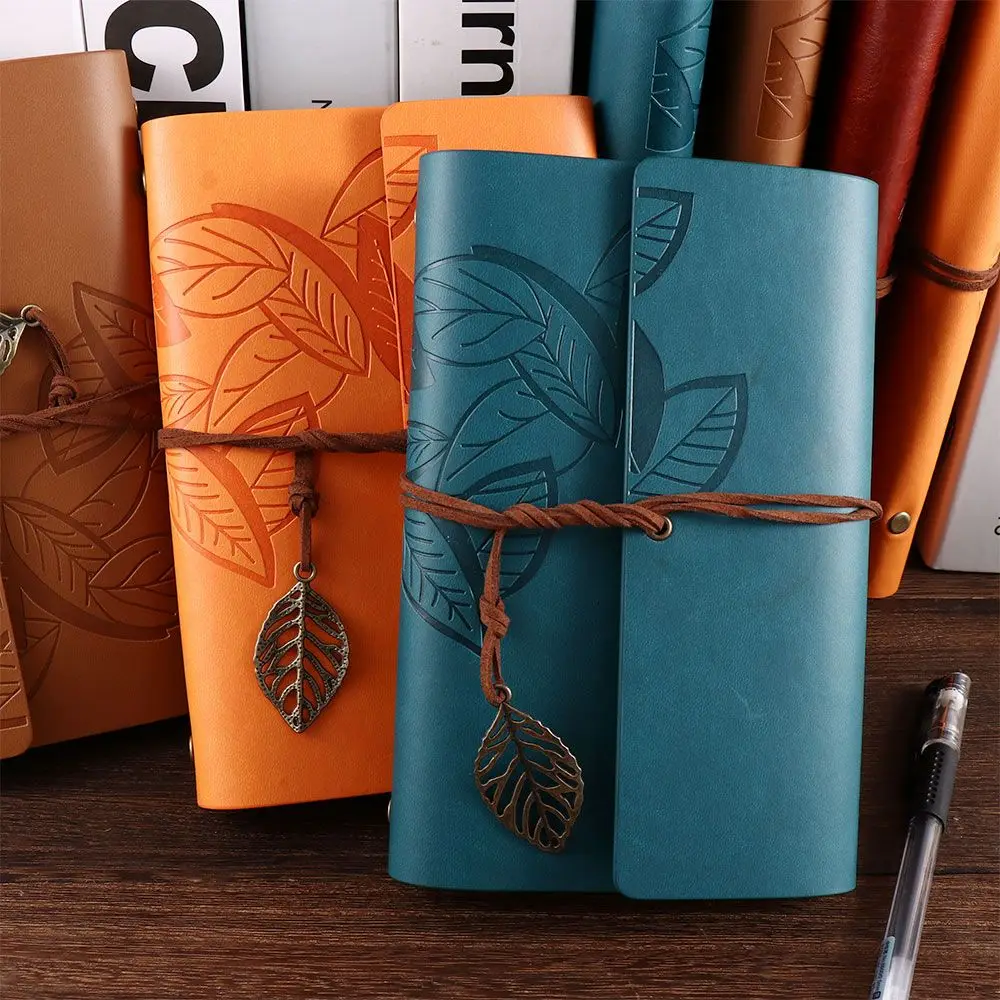 Retro Literature Notepad Diary Loose leaf Kraft Sketchbook PU Leather Vintage Notebook Spiral Note Book Paper Replaceable