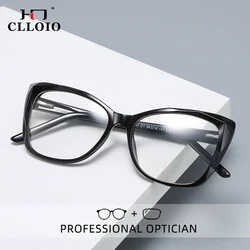 CLLOIO Fashion Women Cat Eye Anti Blue Light Blocking Myopia Reading Glasses Hyperopia Prescription Optical Eyewear