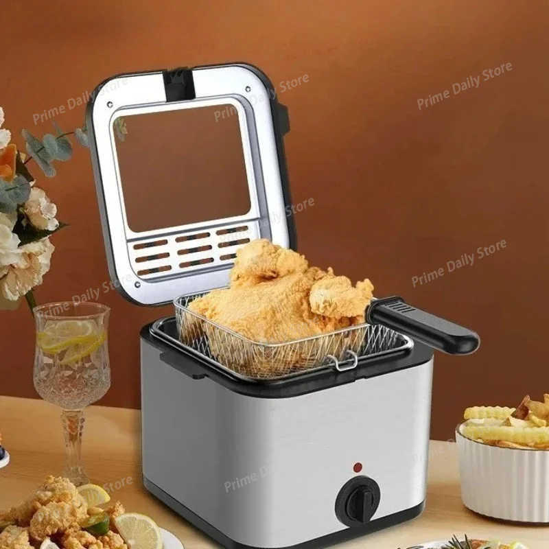 2.5L Stainless Steel Electric Deep Fryer, Compact Heating Cooker for Chicken and French Fries Preparation
