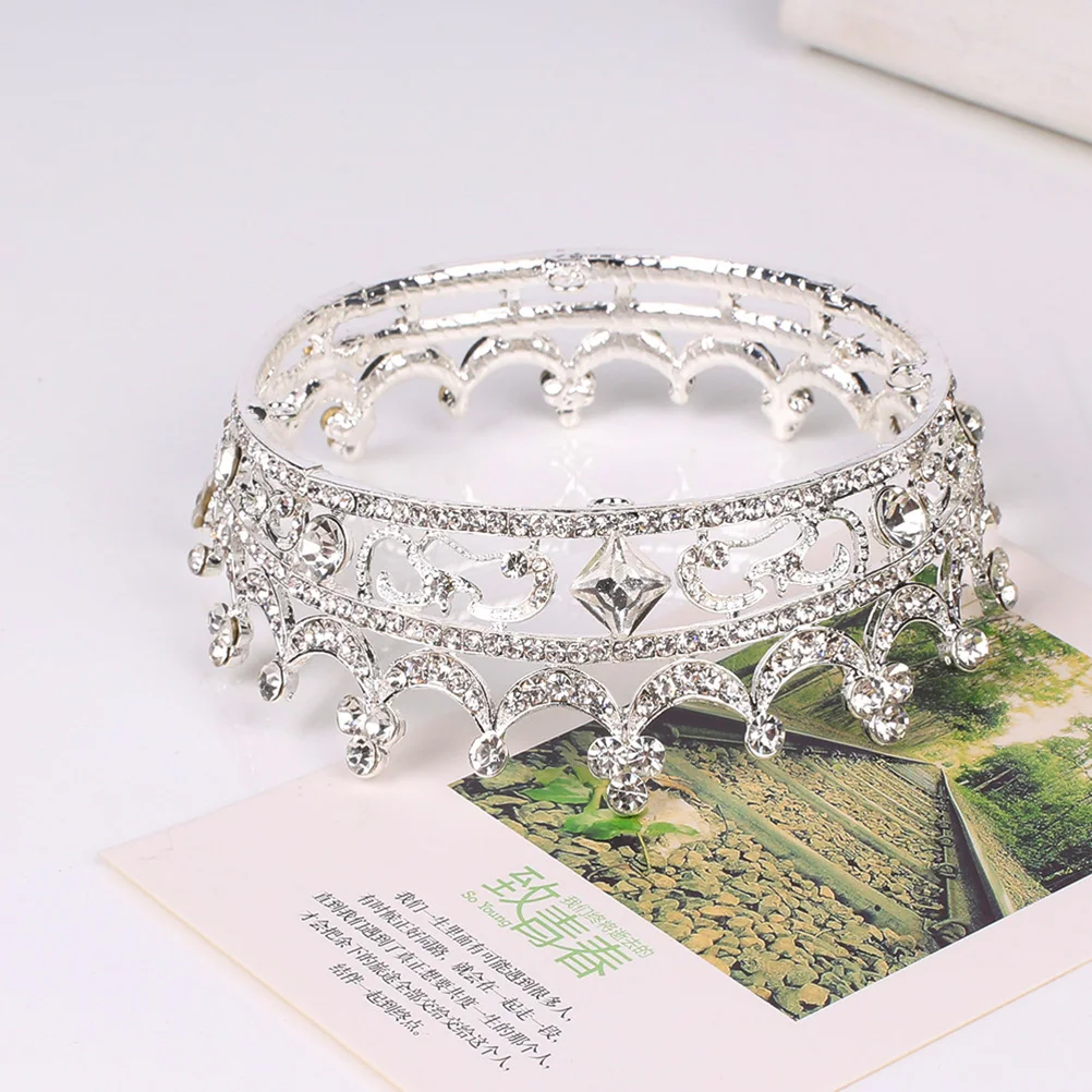 

Корона Алмазные диадемы Свадебные аксессуары Повязка для волос из сплава с кристаллами Серебряная невеста