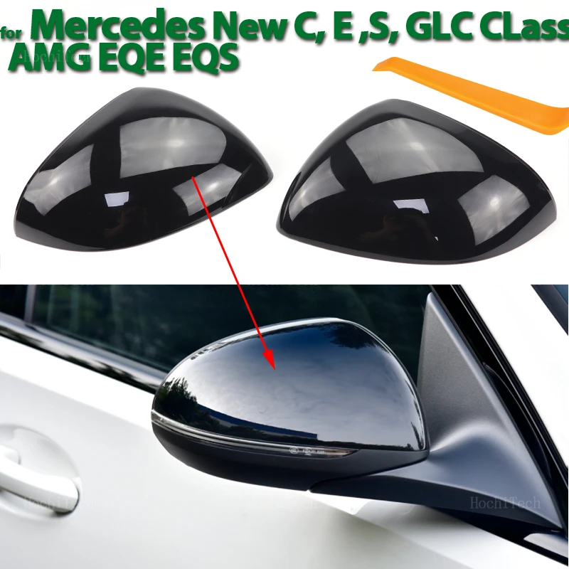 

Glossy Black Carbon Pattern Rearview Exterior Side Mirror Cap for Mercedes C E S GLC Class W206 X206 S206 X254 W214 W223 EQE EQS