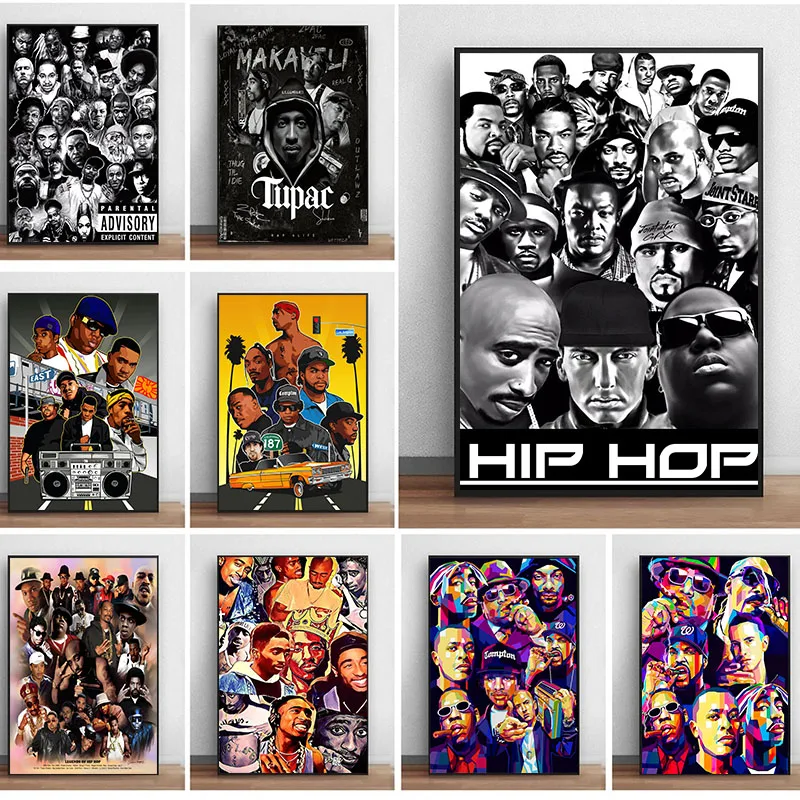 Legends Of Hip Hop Rapper Stars Poster Canvas Painting Old School 2PAC Biggie Smalls Wall Art For Living Room Home Decoration