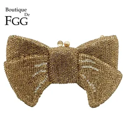 Boutique de fgg (auf Lager) Frauen Bogen Clutch Kristall Abend taschen Metall Min audiere Strass Handtaschen Hochzeits feier Geldbörse