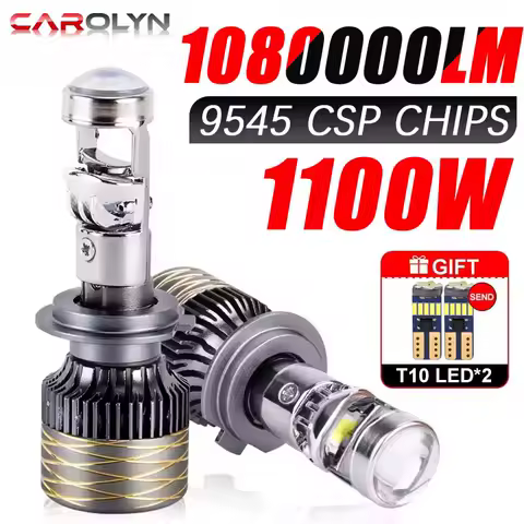 1100W 1080000LM H7 H4 Canbus Car Headlight Mini Lens H11 H8 9005 9006 HB3 HB4 LED Projector Bulb 6000K Auto Motorcycle Mini Lens