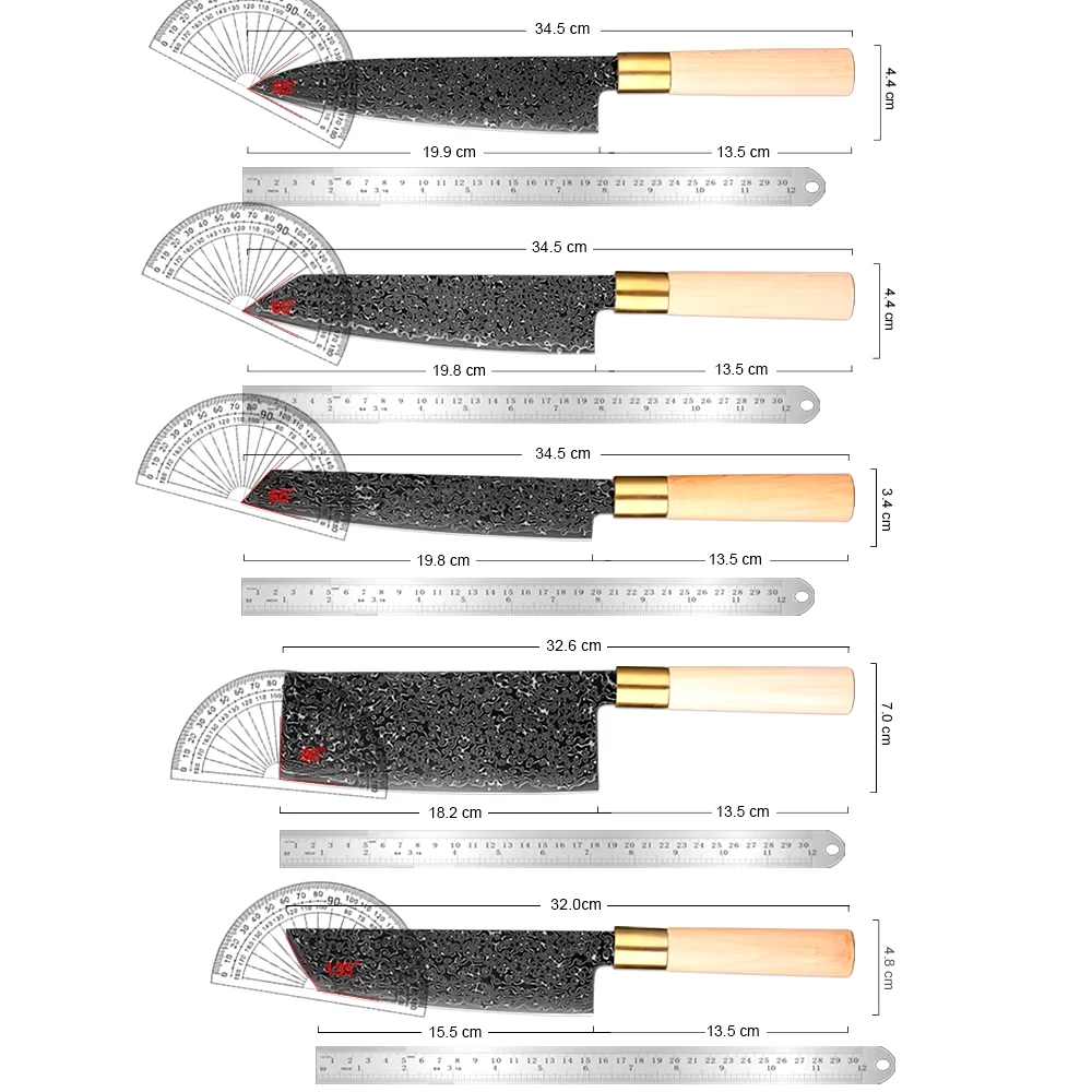 Coltelli da cucina professionali in acciaio di Damasco Set 1-5 pezzi Coltello da chef Coltello per affettare la carne Lama nera Coltello per verdure Strumenti di cottura