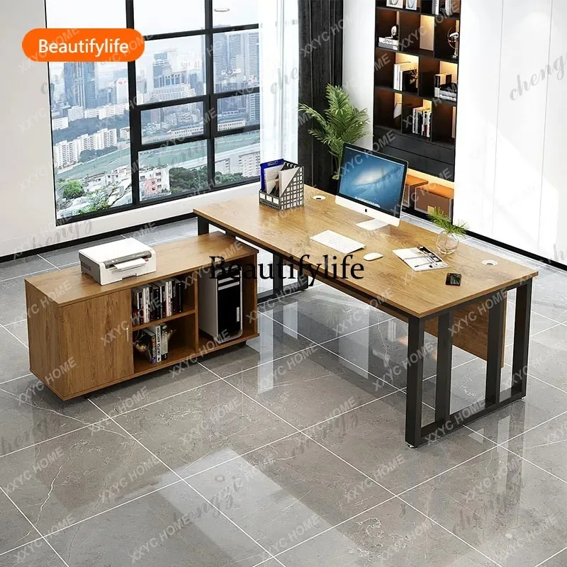 NQ52  Large Bedroom Luxury Office Desk L Shape Upgrade Wooden Modern Computer Desk Study Storage Nordic Scrivania