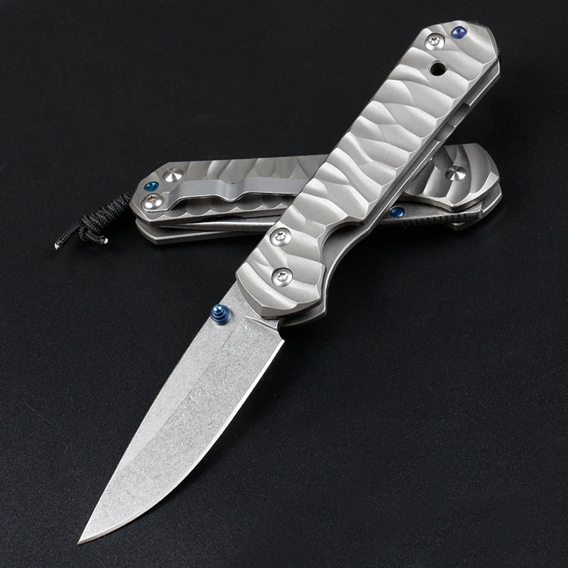 

D2 Steel Folding Knife Hardness 60-62HRC Titanium Handle Pocket Knife - Tactical EDC Camping Hunting Knife Men's Gift Hand Tool