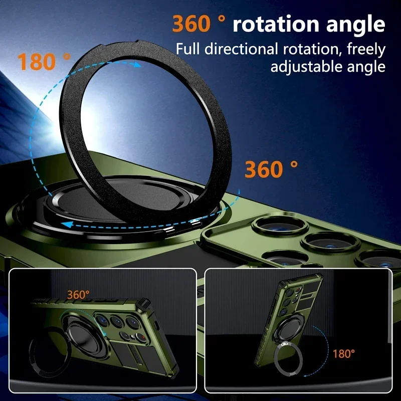 For Samsung Galaxy S26 Edge S25 S24 S23 S22 Ultra Plus FE Armor Case Magnetic Wireless Charge Rotate Holder Anti-Drop Cover view 5