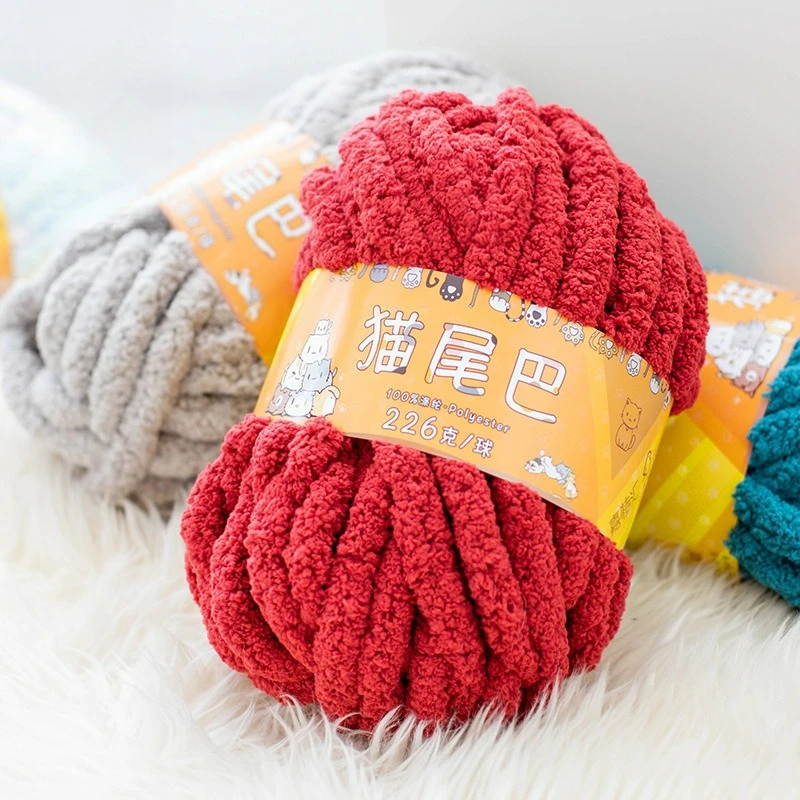 220g/Rolle 2cm dickes Eisbarren-Garn, DIY Handgewebter Faden, Großes Chunky Chenille-Garn für Kissen, Haustiernest, Island-Schal, Mütze