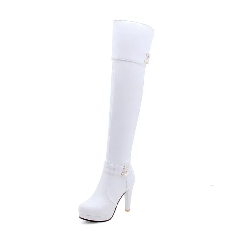 2021 Black High Heels Over The Knee Boots Women Platform Thigh High Boots Spring Autumn Long Boots Shoes Cuissardes Sexy White