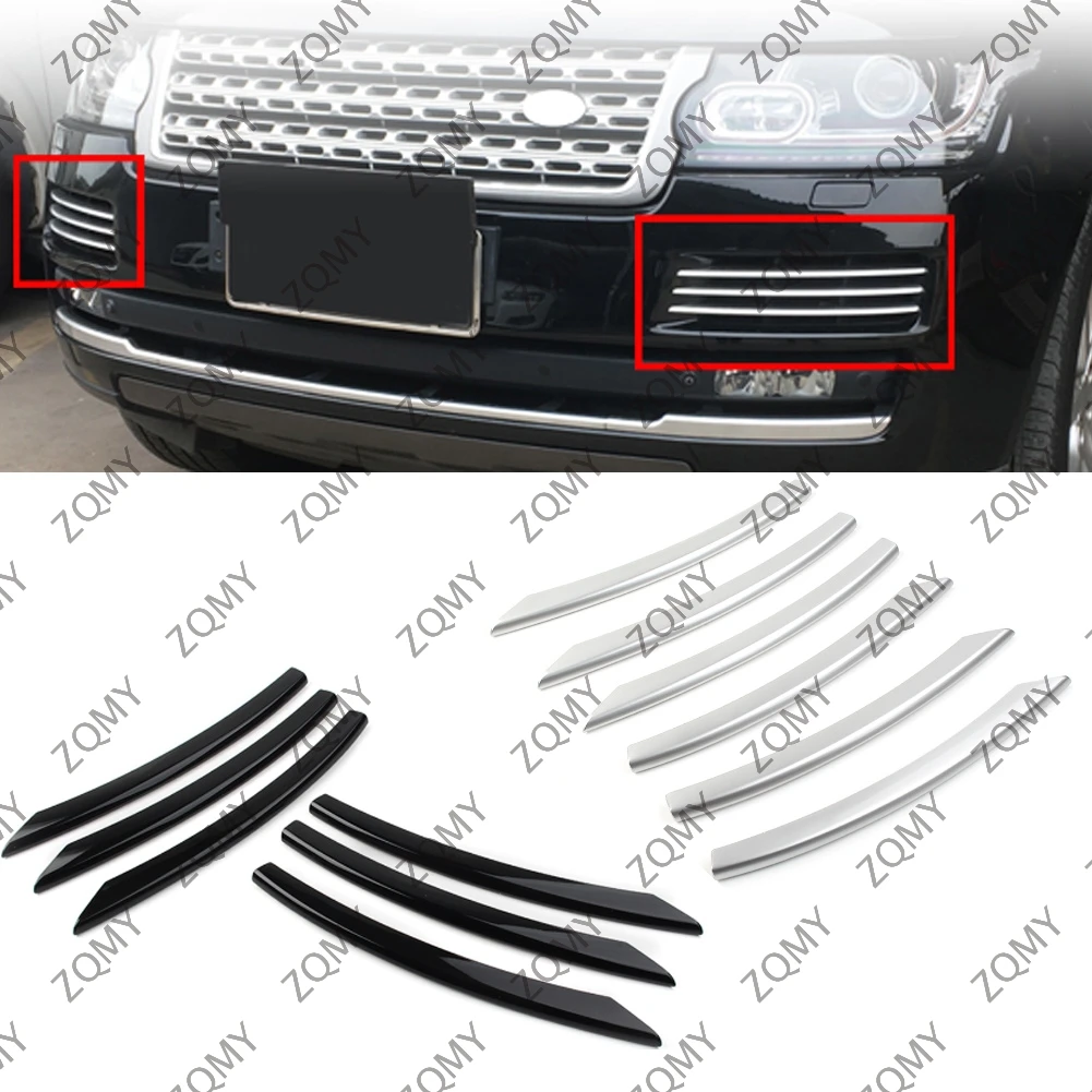 6Pcs Car Front Bumper Fog Light Lamp Decoration Cover Trim For Land Rover Range Rover L405 2013 2014 2015 2016 2017