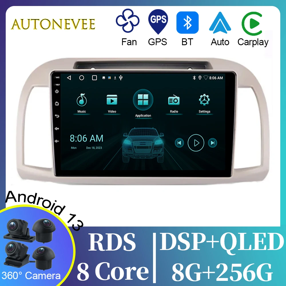 Car Radio For Nissan March 3 K12 2002 - 2010 Video Player Android Auto GPS Navigation Multimedia WIFI Stereo Carplay No 2din DVD