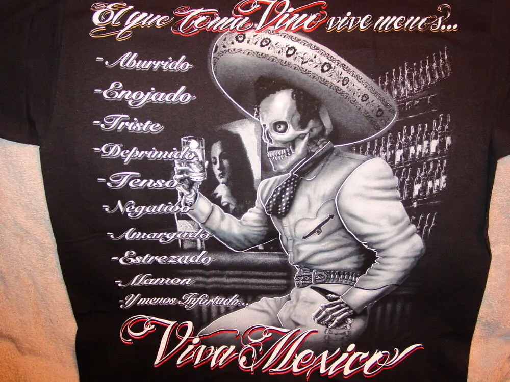 VIVA MEXICO SKELETON DRINKING T-SHIRT