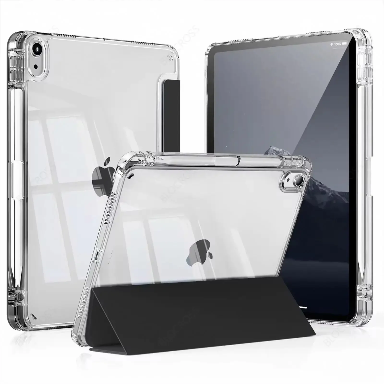 Transparent Case For iPad Air 4 5 12th A19 11th A16 Pro 11 12.9 13 Air 11 10th 10.9 10.2 9th 8th 9.7 Mini 7 6 with Pen Holder