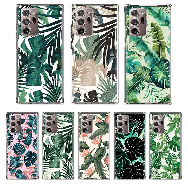 Tropical Floral Botanic Leaves Case Coque For Samsung Galaxy Note 20 Ultra 10 Pro S10 Plus 9 8 S9 S8 + S7 Edge Lite Soft Shell F